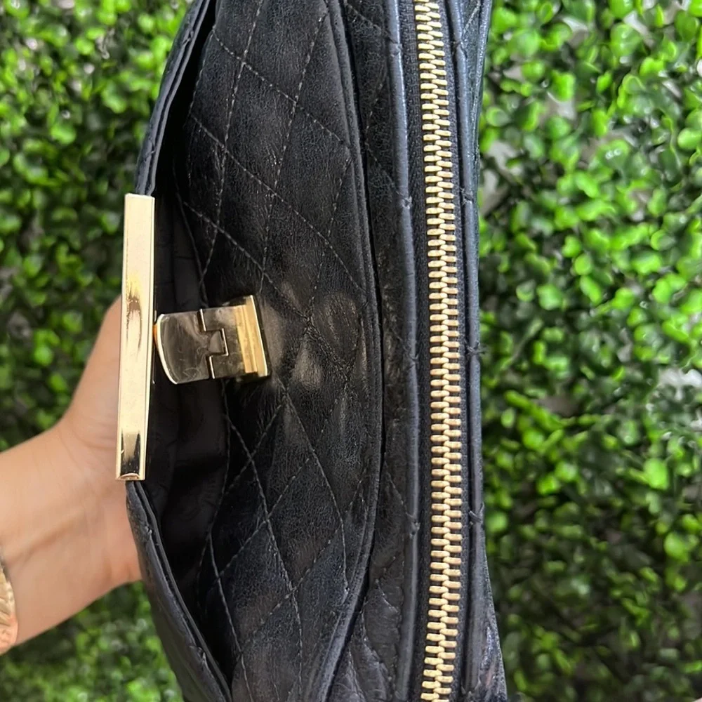 Michael Kors Black Quilted Leather Susannah Lock Messenger Bag